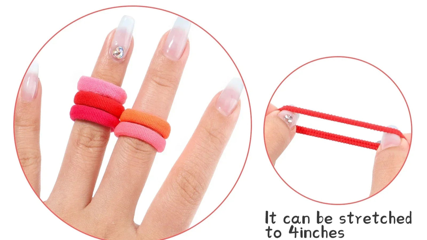 50Pcs/bag Colorful Basic Nylon Ealstic Hair Ties for Girls Ponytail